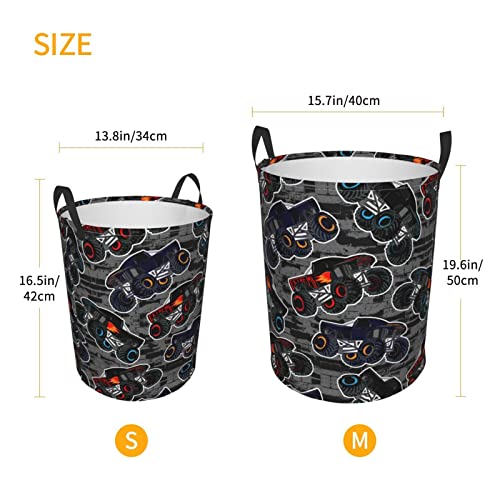 Gbuzozie Monster Truck Boys Style Round Laundry Hamper Storage Basket Toys Clothes Organizer Bin For Home Bathroom Bedroom Dorm Nursery, 38l