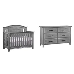 oxford baby willowbrook convertible crib, graphite gray & willowbrook dresser, standard, graphite gray