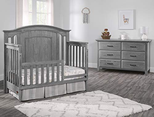 Oxford Baby Willowbrook Convertible Crib, Graphite Gray & Willowbrook Dresser, Standard, Graphite Gray