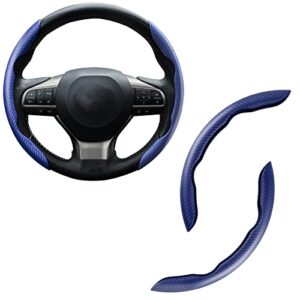 amiss car carbon fiber anti-skid steering wheel cover, segmented steering wheel protector, butterfly steering wheel cover, universal 99% car wheel cover protector, car interior accessories (blue)