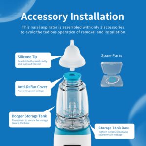 Electric Baby Nasal Aspirator, Rechargeable Nose Sucker for Baby, Adjustable 3 Levels Suction, Booger Sucker for Baby with 8 Light Modes & Adjustable Volume Nursery Rhymes