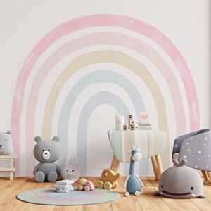 6 pcs rainbow wall decals 94.5 x 82.7 inch large boho rainbow stickers colorful vinyl baby room decor peel and stick rainbow wallpaper for girls kids bedroom nursery classroom playroom (light colors)