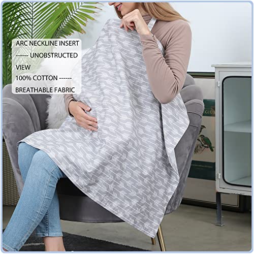 Cotton Nursing Cover for Breastfeeding - Multipurpose Breathable Mother Breastfeeding Cover (Grey Arrows)