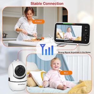 ChildsFarm Baby Monitor with Camera and Audio, 5 Inch Remote Pan-Tilt-Zoom Video Baby Monitor with Screen, No WiFi, Night Vision, 2-Way Talk, Temperature, 1000ft, 26-Hour Battery, Gift Idea