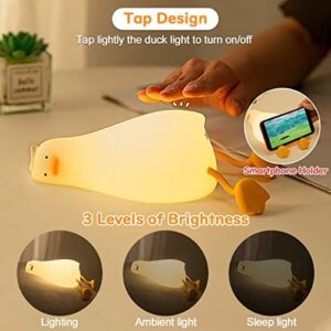 FAMIDUO Lying Flat Duck Lamp, Squishy Night Light with Cute DIY Gift, Dimmable Led Light Up Duck, Boy Girls Kawaii Bedroom/Home Decor, Rechargeable Bedside Touch Soft Lamp for Breastfeeding/Sleeping