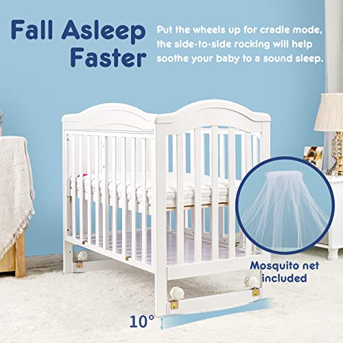 HARPPA Portable Mini Crib 6-in-1 Convertible (Mattress + Mosquito Net Included), Baby Bassinet Bedside Sleeper Bed Fits for Newborn Infants to Toddlers, White