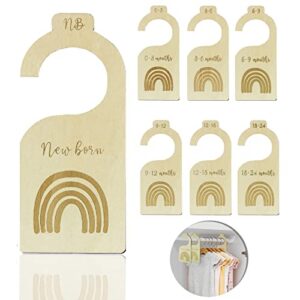 7 pieces baby closet size divider wooden baby closet organizers hanging closet dividers from newborn infant to 24 months for home nursery baby clothes