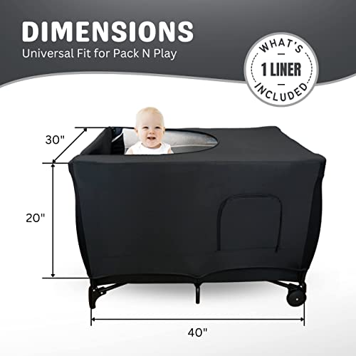 LLYWCM Crib Blackout Cover - Pack and Play Travel Crib Canopy | Stretch Breathable Pack N Play Shade Baby Crib Cover | Netting Blackout Sleep Tent for Babies | Outdoor, Portable Sleep, Play, Playyard