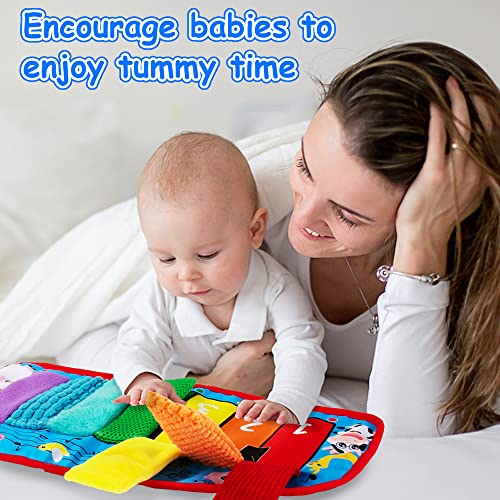 Inbeby Tummy Time Mirror Toy & Baby Mirror Toys, Black and White High Contrast Baby Newborn Toys 0 3 6 Months Brain Development, Sensory Texture Piano Infant Toys 0 3 6 Months with Squeaker