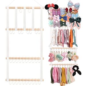 lmip headband holder girl hair bow organizer, hanging baby headband holder for toddler girls room, closet, wall (white)