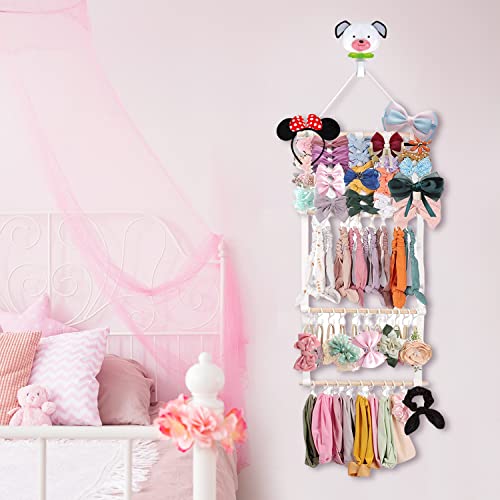 LMIP Headband Holder Girl Hair Bow Organizer, Hanging Baby Headband Holder for Toddler Girls Room, Closet, Wall (White)