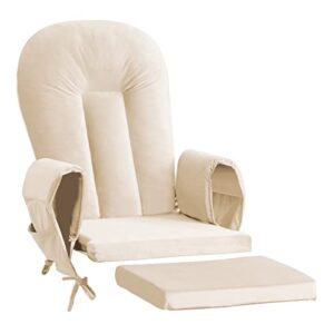 paddie glider rocker replacement cushions set with storage velvet washable non slip for glider rocking nursery chair, 5pcs, beige