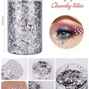 EBANKU Chunky Glitter, Water Droplets Confetti Sequin Glitters Resin Sparkle Chunky Sequins for Make Up, Body, Face, Slime, Resin Craft, Tumblers, Party Decor （3.5 Oz 100g）