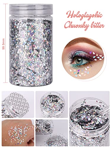 EBANKU Chunky Glitter, Water Droplets Confetti Sequin Glitters Resin Sparkle Chunky Sequins for Make Up, Body, Face, Slime, Resin Craft, Tumblers, Party Decor （3.5 Oz 100g）