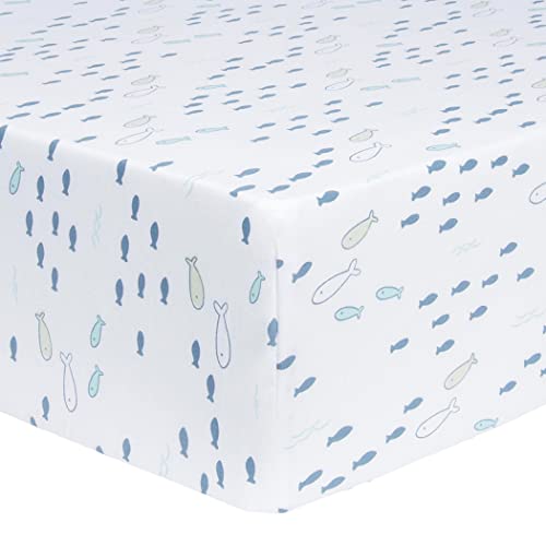 Trend Lab Sea Babies Cotton Fitted Crib Sheet Set for Baby Nursery, Fits Standard Crib Mattress 28 in x 52 in, Fully Elasticized, 8-inch Pockets