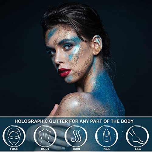 Holographic Face Glitter Gel Body Shimmer Makeup for for Hair, Face, Clavicle, Arm, Nail, Eyeshadow, Long Lasting Waterproof Mermaid Sequins Party Glitter for Rave Festival, 1.35oz (Illusion Purple#3)