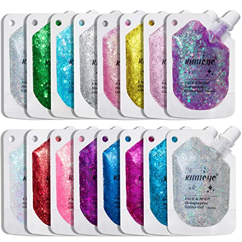 Holographic Face Glitter Gel Body Shimmer Makeup for for Hair, Face, Clavicle, Arm, Nail, Eyeshadow, Long Lasting Waterproof Mermaid Sequins Party Glitter for Rave Festival, 1.35oz (Illusion Purple#3)