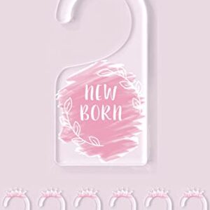 OneDream Baby Closet dividers Hanger separators - Set of 7 Baby Clothes dividers for Closet from Newborn to 24 Months, Acrylic Infant Clothes Divider (Pink)