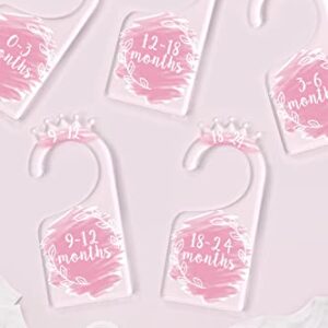 OneDream Baby Closet dividers Hanger separators - Set of 7 Baby Clothes dividers for Closet from Newborn to 24 Months, Acrylic Infant Clothes Divider (Pink)