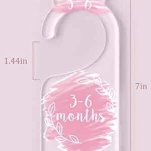 OneDream Baby Closet dividers Hanger separators - Set of 7 Baby Clothes dividers for Closet from Newborn to 24 Months, Acrylic Infant Clothes Divider (Pink)