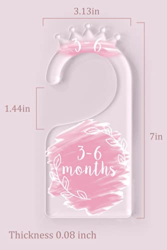 OneDream Baby Closet dividers Hanger separators - Set of 7 Baby Clothes dividers for Closet from Newborn to 24 Months, Acrylic Infant Clothes Divider (Pink)