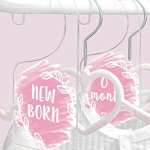 OneDream Baby Closet dividers Hanger separators - Set of 7 Baby Clothes dividers for Closet from Newborn to 24 Months, Acrylic Infant Clothes Divider (Pink)