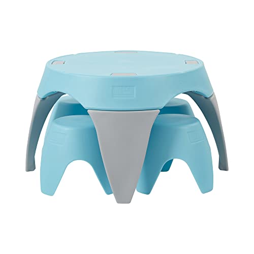 ECR4Kids Ayana Table and Stool Set, Kids Furniture, Cyan/Light Grey, 5-Piece