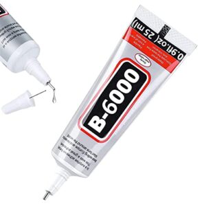 b6000 jewelry glue clear rhinestone, inlay glue, pendant adhesive, 25g craft adhesive glue with precision tip multifunctional fabric glue