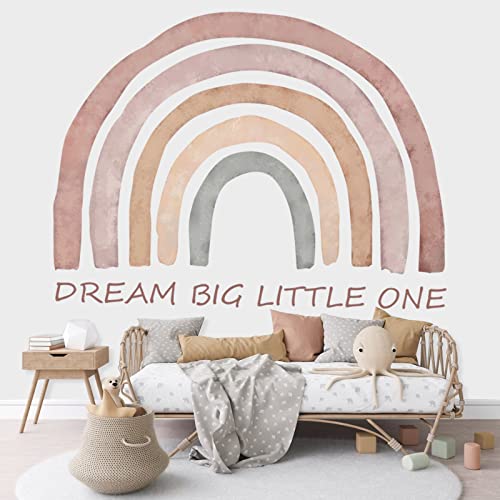 BBTO Large Boho Rainbow Wall Decals Watercolor Rainbow Wall Sticker Colorful Wall Vinyl Peel and Stick Rainbow Decals for Girls Kids Bedroom Nursery Playroom Decor (Rainbow Style)