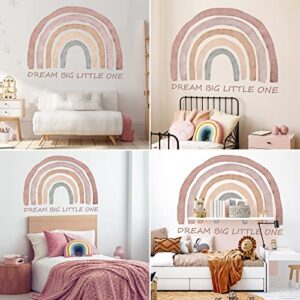 BBTO Large Boho Rainbow Wall Decals Watercolor Rainbow Wall Sticker Colorful Wall Vinyl Peel and Stick Rainbow Decals for Girls Kids Bedroom Nursery Playroom Decor (Rainbow Style)