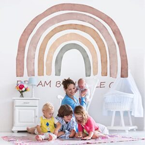 BBTO Large Boho Rainbow Wall Decals Watercolor Rainbow Wall Sticker Colorful Wall Vinyl Peel and Stick Rainbow Decals for Girls Kids Bedroom Nursery Playroom Decor (Rainbow Style)