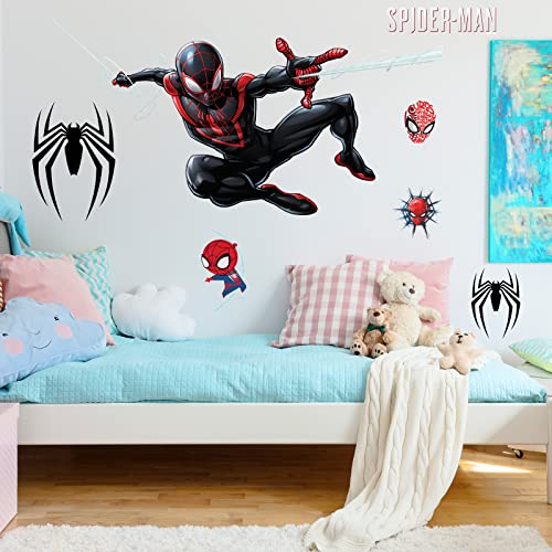 Spiderman Wall Decals Children's Wall Stickers for Kids Bedroom Living Room Playroom Nursery Wall Decoration DIY Assemble Self-Adhesive PVC (15.7 X 23.6 in）