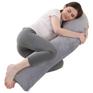 CDORANG Pregnancy Pillow, Full Body Maternity Pillow for Sleeping with Removable Washable Cover, Support for Back, Hips, Legs, Belly for Pregnant Women (Light Grey)