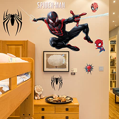 Spiderman Wall Decals Children's Wall Stickers for Kids Bedroom Living Room Playroom Nursery Wall Decoration DIY Assemble Self-Adhesive PVC (15.7 X 23.6 in）