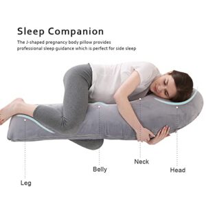 CDORANG Pregnancy Pillow, Full Body Maternity Pillow for Sleeping with Removable Washable Cover, Support for Back, Hips, Legs, Belly for Pregnant Women (Light Grey)