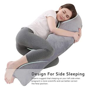 CDORANG Pregnancy Pillow, Full Body Maternity Pillow for Sleeping with Removable Washable Cover, Support for Back, Hips, Legs, Belly for Pregnant Women (Light Grey)