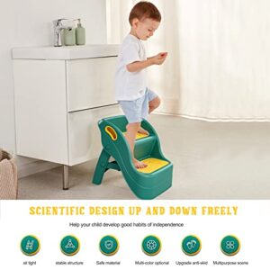 HAHONIA Step Stools for Kids Non-Slip 2 Step Stool for Toilet Kids Foldable Kitchen Step Stools Toddler Step Stool for Potty Training Bathroom Toilet Stools with Soft Anti-Slip Grips