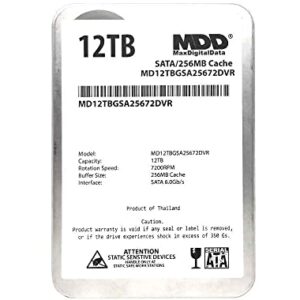 MDD 12TB 7200 RPM 256MB Cache SATA 6.0Gb/s 3.5inch Internal Hard Drive for Surveillance Storage (MD12TGSA25672DVR) - 3 Years Warranty