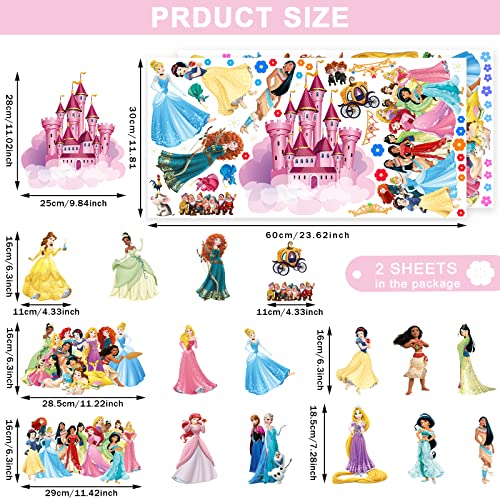 Princess Wall Decals Peel and Stick Wall Stickers Ideal for Girls Nursery Bedroom Living Room Background Wall Decor