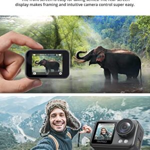 AKASO Brave 4 Elite 4K60fps 20MP Ultra HD Action Camera IPX8 33FT Underwater Camcorder Waterproof Camera with 64GB Storage, Touch Screen, Stabilization 2.0, Built-in 1650mAh Battery and Accessory Kit
