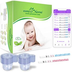 easy@home ovulation & pregnancy test strips kit: 40 ovulation strips and 10 pregnancy tests– accurate fertility tracker opk - powered by premom ovulation app | 40lh + 10hcg + 50 urine cups