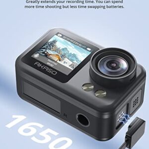 AKASO Brave 4 Elite 4K60fps 20MP Ultra HD Action Camera IPX8 33FT Underwater Camcorder Waterproof Camera with 64GB Storage, Touch Screen, Stabilization 2.0, Built-in 1650mAh Battery and Accessory Kit