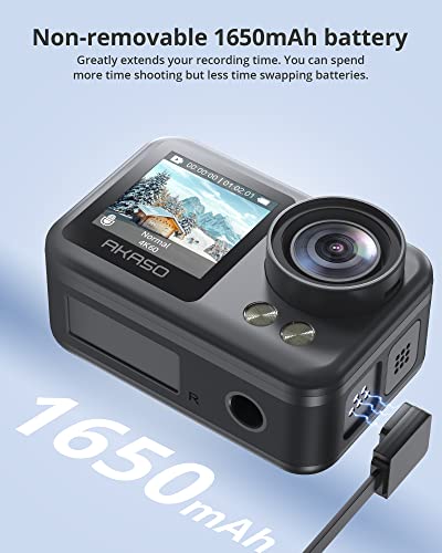 AKASO Brave 4 Elite 4K60fps 20MP Ultra HD Action Camera IPX8 33FT Underwater Camcorder Waterproof Camera with 64GB Storage, Touch Screen, Stabilization 2.0, Built-in 1650mAh Battery and Accessory Kit