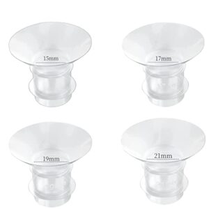 Silicone Flange Insert 15mm/17mm/19mm/21mm 4pcs Wearable Breast Pump Accessories,Compatible with S9/S10/S12/S4DW,Electric Breast Pump Parts Replace (4 Size Set)