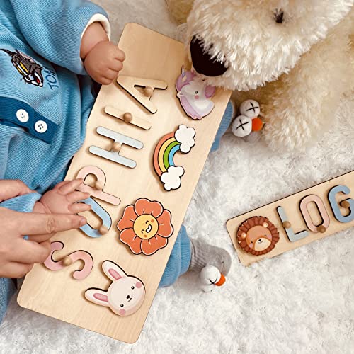 BeneCharm Personalized Name Puzzle for Kids, Custom Baby Gifts, Wooden Puzzles for Toddlers, First Birthday Gifts for Boys Girls, Toddler Educational Toys