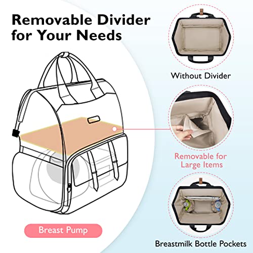 mommore Breast Pump Backpack for Spectra S1,S2 Medela Diaper Bag Backpack for Working Moms with 15.6 inch Laptop Sleeve, Black