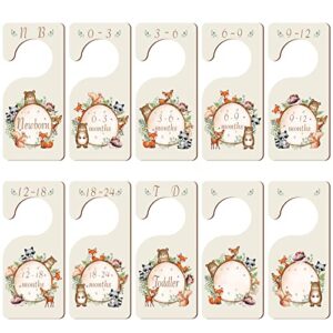 10 pcs woodland baby closet size dividers wooden nursery hanger dividers newborn closet organizer double sided for clothes baby girls or boys room baby shower decor from newborn to 24 months