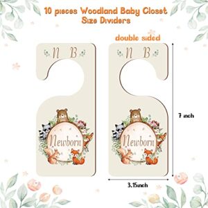 10 Pcs Woodland Baby Closet Size Dividers Wooden Nursery Hanger Dividers Newborn Closet Organizer Double Sided for Clothes Baby Girls or Boys Room Baby Shower Decor from Newborn to 24 Months