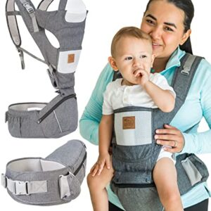 TICO GOODS Baby Carrier with Hip Seat- 6 in 1 Baby Carrier with Seat and Head Support, Baby Carrier Newborn to Toddler, Baby Carrier for Men, Baby Carrier Backpack, Kangaroo Baby Carrier 25-60 lbs