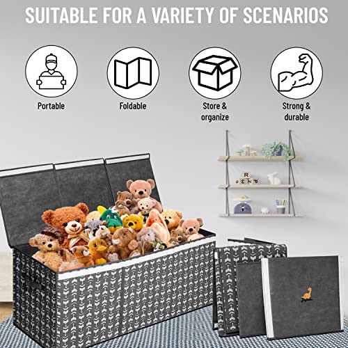 Joyrasic 2 Pack Large Toy Box Chest with Lid, Collapsible Sturdy Toy Storage Organizer Boxes Bins Baskets for Nursery Room, Playroom, Bedroom, Closet (Arrow)